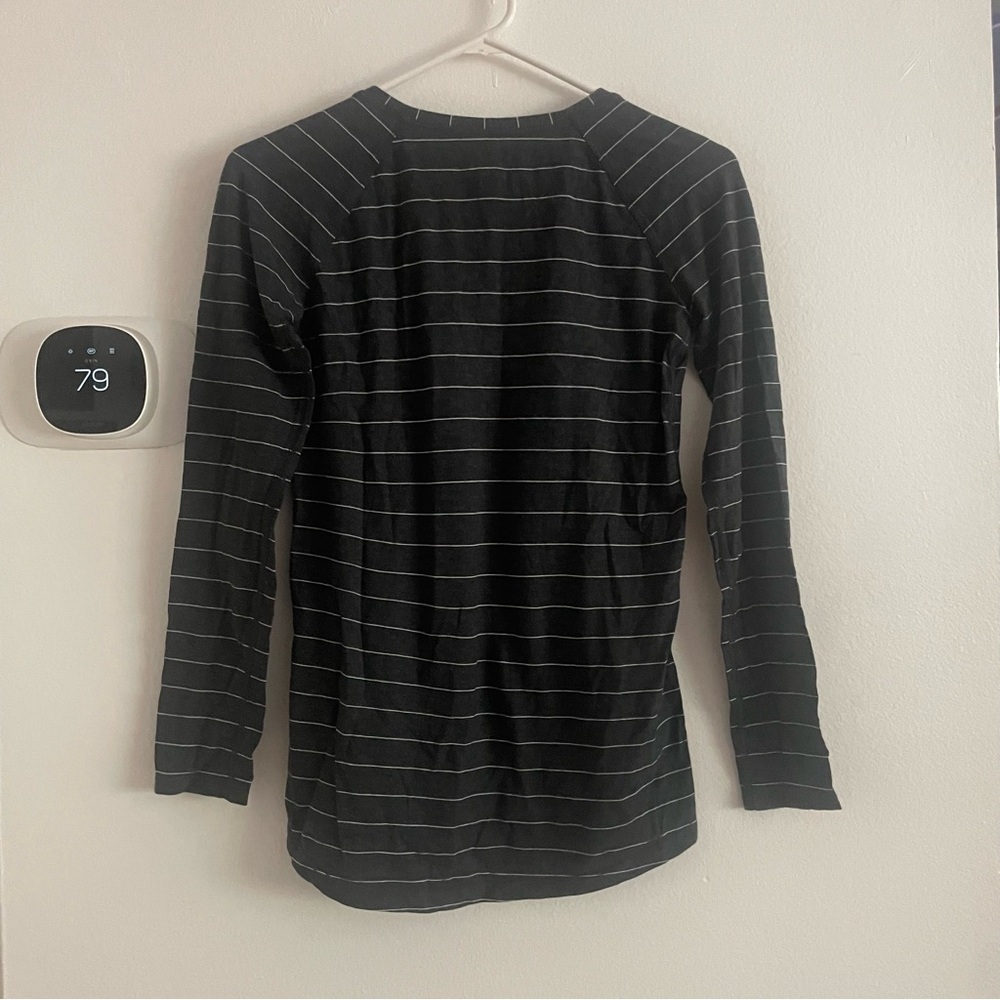 lululemon athletica grey and White Striped Long Sleeve Tee size 2